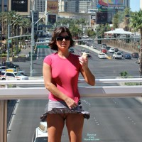 Pic #5 Amateur upskirt:&nbsp;Vegas - No Bra, No Panties, No Problem - Nude Upskirt, Upskirt No Panties, No Panties On