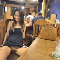 Pic #1 Dinner and Pool Pantyless - Public Exhibitionist, Public Place, Asian