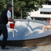 Pic #6 Bri Refreshing in a Fountain - Shaved, Pussy, Blonde, Flashing, Medium Tits, Public Exhibitionist, Public Place