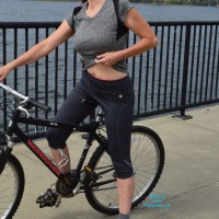 Pic #1 Biking In The Park - Public Place, Public Exhibitionist, Flashing, Big Tits, Firm Ass, Hard Nipples, Pussy, Shaved