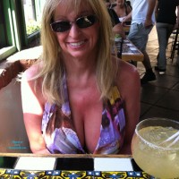 Pic #1 Palm Springs Restaurant - Big Tits, Blonde, Flashing, Public Exhibitionist, Public Place