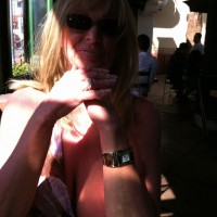 Pic #2 Palm Springs Restaurant - Big Tits, Blonde, Flashing, Public Exhibitionist, Public Place