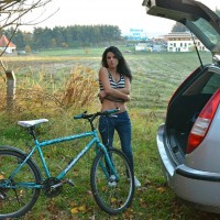 Pic #1 Nude on Bike - Public Place, Public Exhibitionist, Brunette