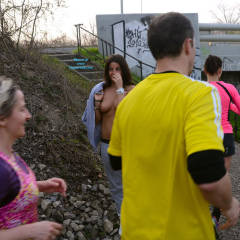 Pic #3 Jogging People Saw Me - Big Tits, Brunette, Flashing, Public Exhibitionist, Public Place, Shaved