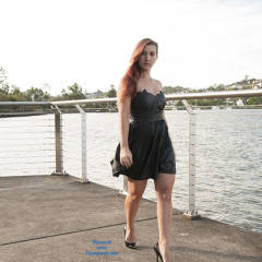 Pic #5 Sophie Changes Panties - Dressed, Flashing, High Heels Amateurs, Public Exhibitionist, Public Place, Redhead