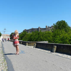 Pic #7 Nina Visits Carcassonne - Blonde, Flashing, Public Exhibitionist, Public Place