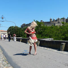 Pic #8 Nina Visits Carcassonne - Blonde, Flashing, Public Exhibitionist, Public Place