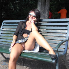 Pic #7 Walking Pantiless In The Park - Brunette, Public Exhibitionist, Public Place