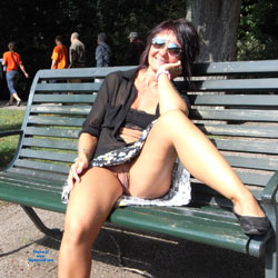 Walking Pantiless In The Park - Brunette, Public Exhibitionist, Public Place