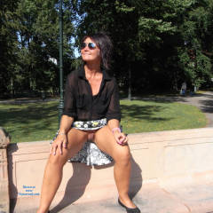 Pic #1 Without Panties In The Park Part 2 - Brunette, Public Exhibitionist, Public Place