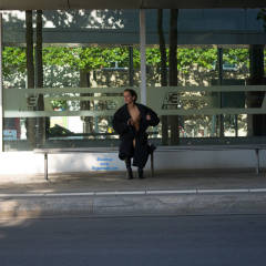 Pic #1 Bus Stop - Flashing, Public Exhibitionist, Public Place, Shaved