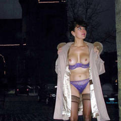 Pic #5 Paris la Nuit - Big Tits, Brunette, Flashing, Lingerie, Public Exhibitionist, Public Place, Bush Or Hairy