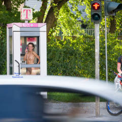 Pic #7 Phone Call - Brunette, Flashing, Public Exhibitionist, Public Place