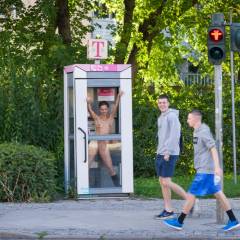 Pic #8 Phone Call - Brunette, Flashing, Public Exhibitionist, Public Place