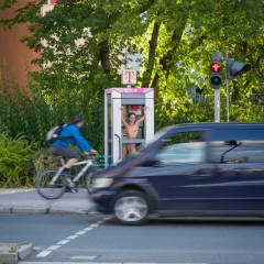 Pic #9 Phone Call - Brunette, Flashing, Public Exhibitionist, Public Place