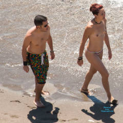 Pic #4 Topless Milf On A Beach Stroll - Beach