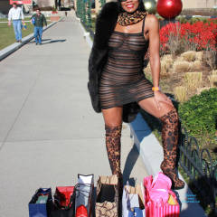 Pic #3 Holiday Shopping - See Through, Pussy, Public Exhibitionist, Flashing, Ebony, Big Tits, Wife/wives