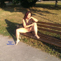 Summer Evening On Danube - Brunette, Public Exhibitionist, Public Place, Tattoos