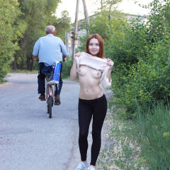 Pic #6 In Park - Redhead, Public Place, Public Exhibitionist, Flashing, Shaved