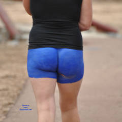 Pic #5 Painted On Shorts In Public - Big Tits, Brunette, Public Exhibitionist, Public Place