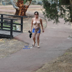 Pic #10 Painted On Shorts In Public - Big Tits, Brunette, Public Exhibitionist, Public Place