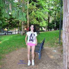 Pic #8 Julie In Verona - Brunette, Flashing, Public Exhibitionist, Public Place, Shaved