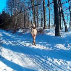 Winter Walk - Big Tits, Brunette, Nature, Shaved