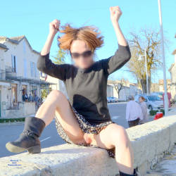 Pic #2 Hair In The Wind !!! - Flashing, Public Exhibitionist, Public Place, Shaved