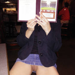 Pic #1 Pantyless At The Bar - Flashing, Public Exhibitionist, Public Place