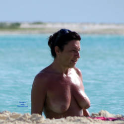 Pic #3 Topless Milf At The Beach - Beach Voyeur, Brunette