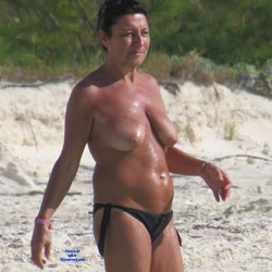 Topless Milf At The Beach - Beach Voyeur, Brunette