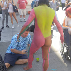 Pic #8 Naked In NYC... Broad Daylight  - Big Tits, Brunette, Public Exhibitionist, Public Place