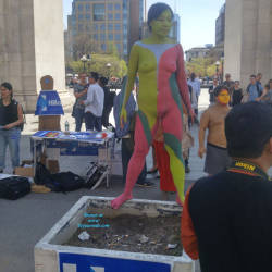 Pic #10 Naked In NYC... Broad Daylight  - Big Tits, Brunette, Public Exhibitionist, Public Place