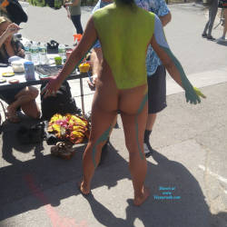 Pic #8 Naked In NYC... Broad Daylight  - Big Tits, Brunette, Public Exhibitionist, Public Place