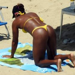 Pic #4 Yellow Bikini In Janga Beach - Beach Voyeur, Bikini Voyeur, Brunette