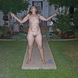 Pic #2 Margarita In The Front Yard  - Big Tits, Brunette, Wife/wives, Bush Or Hairy