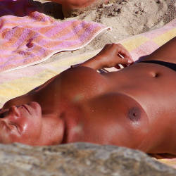 Pic #4 Tanned Milfs - Beach Voyeur, Big Tits, Brunette