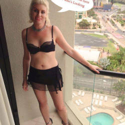 Pic #1 Balcony Tease - Blonde, Outdoors