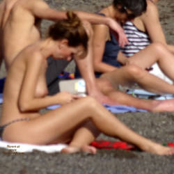 Pic #4 Reading Topless On The Beach - Big Tits, Outdoors, Beach Voyeur