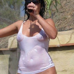 Pic #3 French Couple To Share Pictures - Big Tits, Brunette, Outdoors, See Through