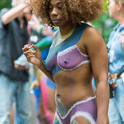 Pic #5 Body Painting In A NY Park .. Another Chapter - Ebony, Public Exhibitionist, Public Place