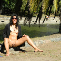 Pic #8 Nude In A Public City Park - Brunette, Outdoors