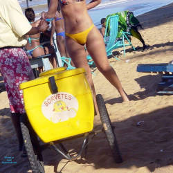 Pic #7 Yellow Bikini In Janga Beach, Brazil - Brunette, Outdoors, Bikini Voyeur, Beach Voyeur