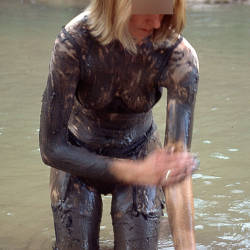 Pic #3 Susan In The Mud - Lingerie, Outdoors, Shaved, Tattoos