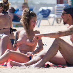 Pic #9 Tenerife Finale  - Topless Girls, Big Tits, Outdoors, Public Place, Beach Voyeur, Brunette