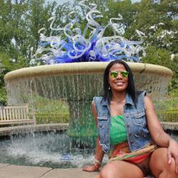 Pic #4 Raven At The Atlanta Botanical Gardens - Big Tits, Brunette, Ebony, Public Exhibitionist, Flashing, Outdoors, Public Place, Shaved