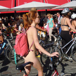 Pic #6 London Naked Bike Ride 2013 - Nude Girls, Public Exhibitionist, Outdoors, Public Place, Redhead, Small Tits