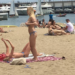 Pic #2 Barcelona Beach - Topless Girls, Outdoors, Bikini Voyeur, Beach Voyeur, Blonde