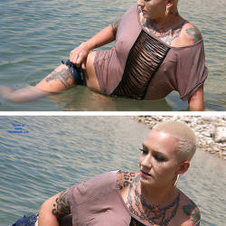 Pic #3 Hippie Hollow See-Thru - Big Tits, Blonde, Outdoors, See Through, Body Piercings, Tattoos, Beach Voyeur