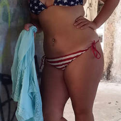 Pic #3 Red White And Blue Bikini - Big Tits, Brunette, Outdoors, Amateur